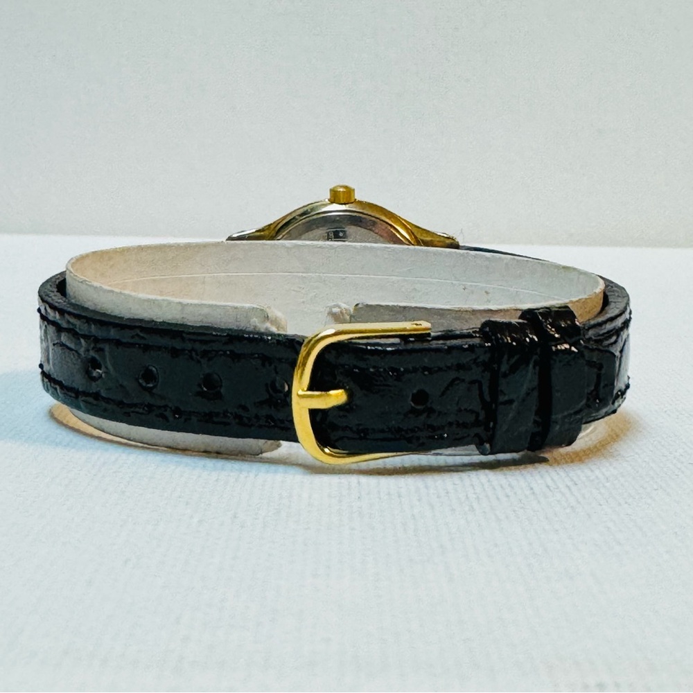 Vintage 1994 Timex Sun/Moon Day/Night Women's Gold Date Watch Black Leather - Picture 7 of 13